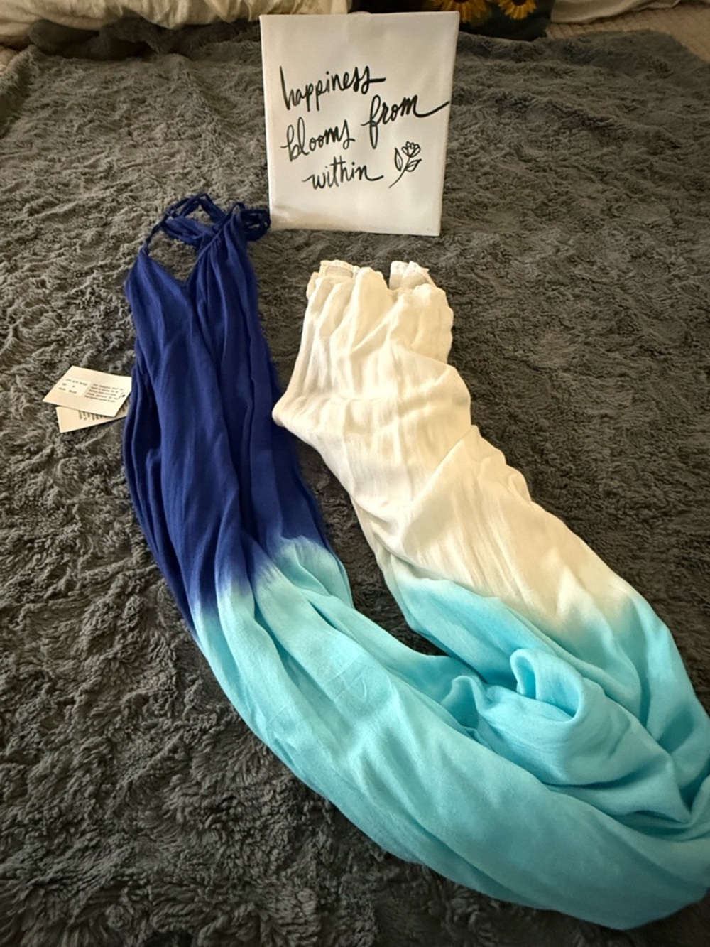 Ombre Maxi Dress in Navy to Aqua